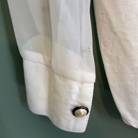 Forenza RARE Vintage 80s Size Medium White Statement Button Pearl Blouse - Picture 8 of 10
